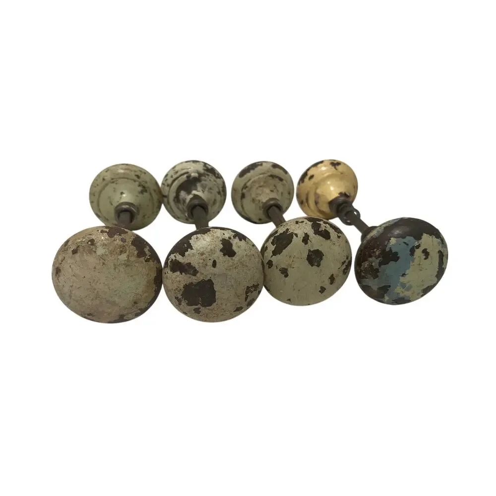 Antique Vintage Set Of 4 Metal Door Knobs Farmhouse Rustic White Decor